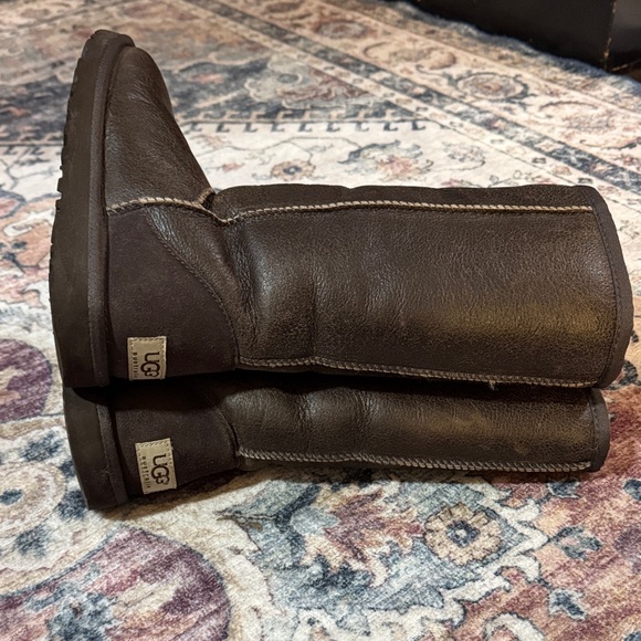 UGG Dark Brown Leather Boots - Picture 2 of 8